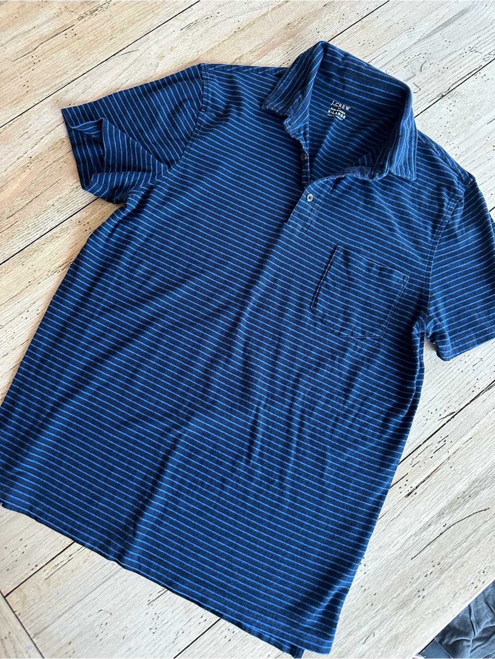J. Crew Blue Striped Short-Sleeve Polo